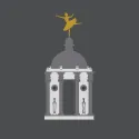Drawing of temple with ballerina on top