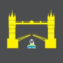 Drawing of boat sailing through Tower Bridge