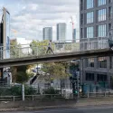 Image of streets of London and skyscrapers in the background