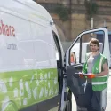 Man loading FareShare van with food