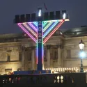 Giant menorah lit in purple colour for Chanukah 2022
