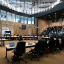 wide shot of the chamber at London's City Hall during Mayor's Question Time