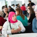 A photo showing Syrian refugees taking part in a workshop
