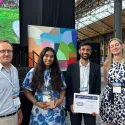 Keshav Harivardhan and Loshini Subendran receiving the 'young people co-creating public spaces' award