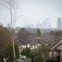 Houses and the London skyline.