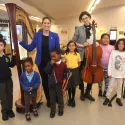 •	Veronica Lemishenko, harpist and Natalia Subbotina, cellist with students from Yamaha Music School 