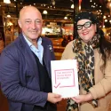Night Czar Amy Lame and Mercato Metropolitano founder Andrea Rasca, with Good Work Standard plaque