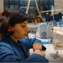 Pattern project's Shruti working at the sewing machine