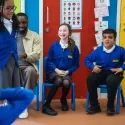 Primary school pupils smiling