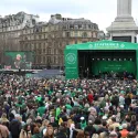 Crowd in front of a stage at Trafalgar Square