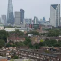 Skyline view of London housing looking towards central London.