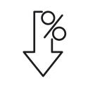 Downward arrow and per cent symbol