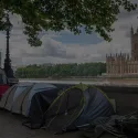 tents with westminster in background