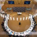 the chamber with mayor of london and london assembly members from above