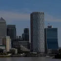 London high rise buildings on riverbank