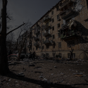 damaged building and tree
