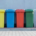 colourful bins in a line