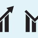 arrows pointing up and down on two bar charts