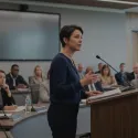 Person speaking at council meeting