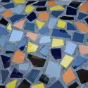 Floor mosaic made out of broken tiles in Basque country, Spain