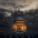 domed cathedral with clouds
