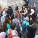 Abdull Maalik Tailor talking to people during tour