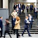 Business people walking on London street in the City