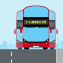 Zero emissions bus illustration