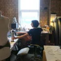 Jewellery maker in studio