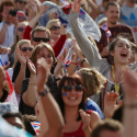 Crowd cheering on Team GB