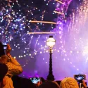 Audience enjoys the London New Year's Eve fireworks