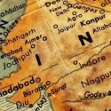 Pakistan and Indian border on a map (detail)