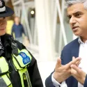 Sadiq Khan talks to police officer