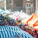 Busy market stalls