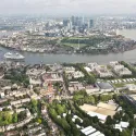 Aerial view of Greenwich and Canary Wharf