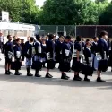 School children lining up