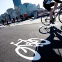 The segregated cycling lane, Blackfriars bridge