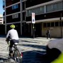 Cyclists on a quiet London street