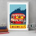 London red bus picture places beside a toy pigeon and books