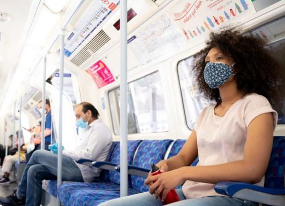 People on the Tube wearing a face covering