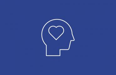 Icon of a head with a heart on a blue background
