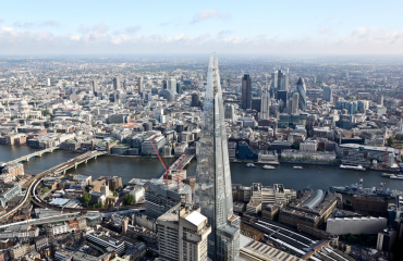 Skyline of London, including the Thames and the Shard