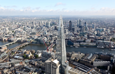 Skyline of London, including the Thames and the Shard