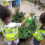 children doing gardening